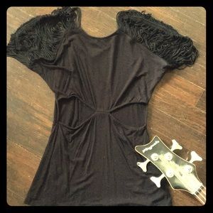 Strappy Black Bebe top for night out!